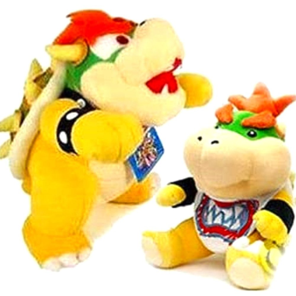 Bowser King 10" and Bowser Jr 7" Plush Doll Stuffed Animal Set